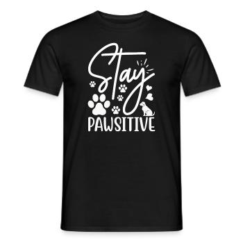 Restez pawsitive - T-shirt homme - noir - Devant - AI Model Male 178 light (178cm)