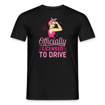 Offiziell zugelassene Fahrerlaubnis — Fahrprüfung - Männer T-Shirt - Schwarz - Vorne - AI Model Male 178 light (178cm)