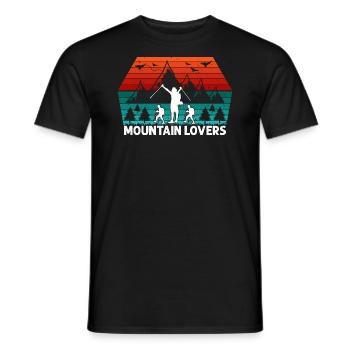 Mountain Lovers T-Shirt Randonnée Montagnes Nature Rétro - T-shirt homme - noir - Devant - AI Model Male 178 light (178cm)