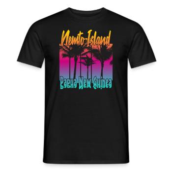 Coucher de soleil vintage sur l’île de Nemto - T-shirt homme - noir - Devant - AI Model Male 178 light (178cm)
