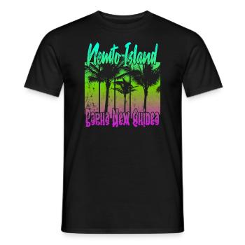 Coucher de soleil vintage sur l’île de Nemto - T-shirt homme - noir - Devant - AI Model Male 178 light (178cm)