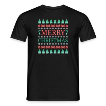 Hässliche Frohe Weihnachten Norweger Muster - Männer T-Shirt - Schwarz - Vorne - AI Model Male 178 light (178cm)
