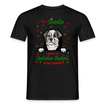 Australischer Schäferhund Hund Weihnachten Hundera - Männer T-Shirt - Schwarz - Vorne - AI Model Male 178 light (178cm)