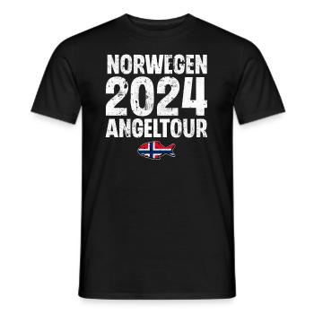 Norwegen Angeltour 2024 - Männer T-Shirt - Schwarz - Vorne - AI Model Male 178 light (178cm)