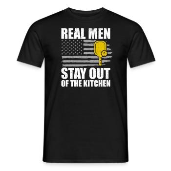 Echte Männer bleiben aus der Küche Pickleball - Männer T-Shirt - Schwarz - Vorne - AI Model Male 178 light (178cm)