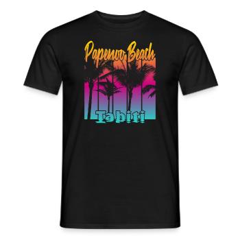 Papenoo Strand Tahiti - Heren T-shirt - zwart - Voor - AI Model Male 178 light (178cm)