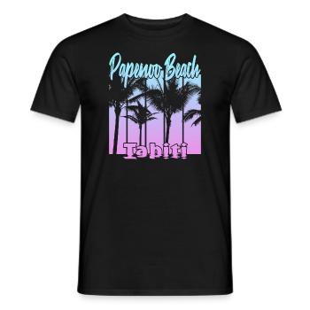 Papenoo Strand Tahiti - Heren T-shirt - zwart - Voor - AI Model Male 178 light (178cm)