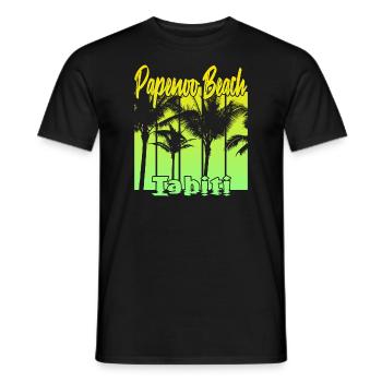 Papenoo Strand Tahiti - Heren T-shirt - zwart - Voor - AI Model Male 178 light (178cm)