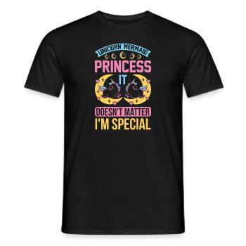 Unicorn mermaid doesn't matter. I'm special - Men's T-Shirt - black - Front - AI Model Male 178 light (178cm)