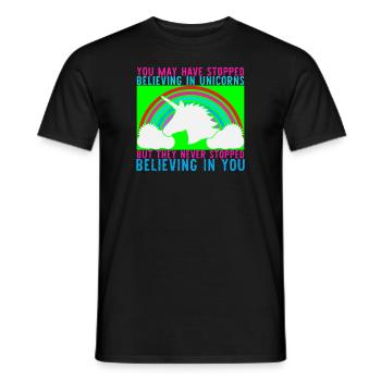 Licorne VOUS AVEZ PEUT-ÊTRE CESSÉ DE CROIRE - T-shirt homme - noir - Devant - AI Model Male 178 light (178cm)