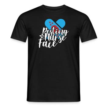 Resting nurse face - Men's T-Shirt - black - Front - AI Model Male 178 light (178cm)