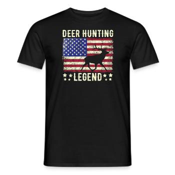 Leyenda de caza de ciervos Cazador de ciervos rojos Caza de astas de ciervo - Camiseta hombre - negro - delante - AI Model Male 178 light (178cm)