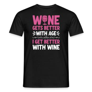Wine Gets Better With Age Wine Toast - Men's T-Shirt - black - Front - AI Model Male 178 light (178cm)