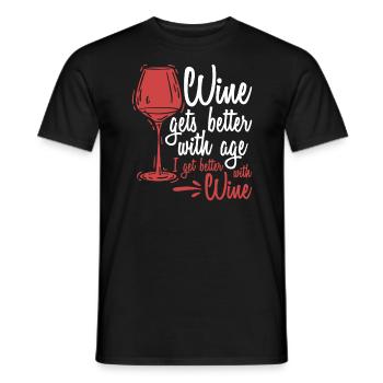 Wine Gets Better With Age Wine Toast - Men's T-Shirt - black - Front - AI Model Male 178 light (178cm)