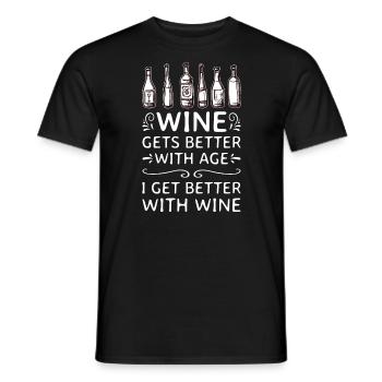 Wine Gets Better With Age Wine Toast - Men's T-Shirt - black - Front - AI Model Male 178 light (178cm)