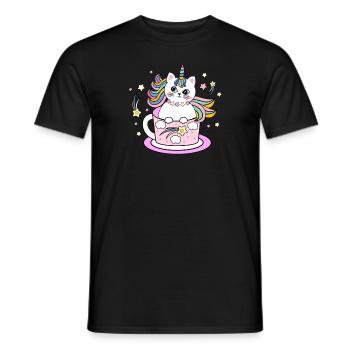 Einhorn Unicorn Cat Katze - Männer T-Shirt - Schwarz - Vorne - AI Model Male 178 light (178cm)