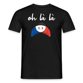 France Croissant oh là là idée cadeau doux - T-shirt homme - noir - Devant - AI Model Male 178 light (178cm)
