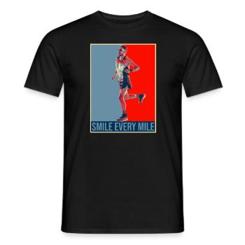 Smile Every Mile - Running Training Marathon Running - Men's T-Shirt - black - Front - AI Model Male 178 light (178cm)