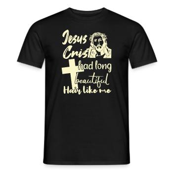 Lange Haare Christ Christliches Design - Männer T-Shirt - Schwarz - Vorne - AI Model Male 178 light (178cm)