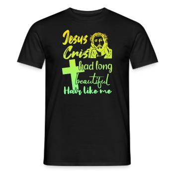 Lange Haare Christ Christliches Design - Männer T-Shirt - Schwarz - Vorne - AI Model Male 178 light (178cm)