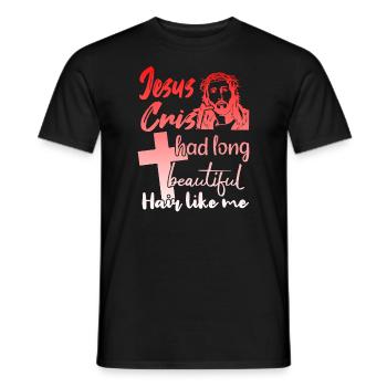 Lange Haare Christ Christliches Design - Männer T-Shirt - Schwarz - Vorne - AI Model Male 178 light (178cm)