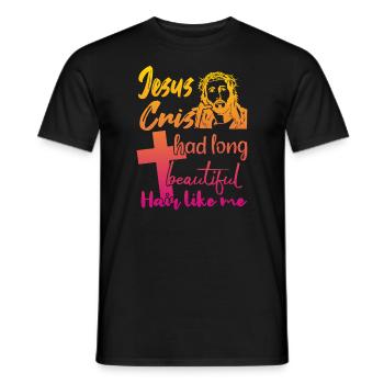 Lange Haare Christ Christliches Design - Männer T-Shirt - Schwarz - Vorne - AI Model Male 178 light (178cm)