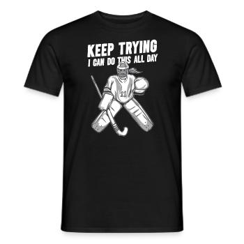 Feldhockey-Torwart Hockey Goalie Spruch - Männer T-Shirt - Schwarz - Vorne - AI Model Male 178 light (178cm)