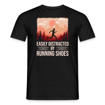 Abgelenkt durch Laufschuhe - Läufer Laufen Runner - Männer T-Shirt - Schwarz - Vorne - AI Model Male 178 light (178cm)
