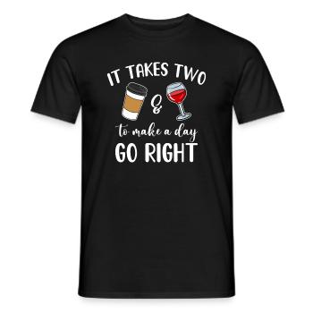 Il faut être deux pour qu’une journée aille bien Café & Vin - T-shirt homme - noir - Devant - AI Model Male 178 light (178cm)