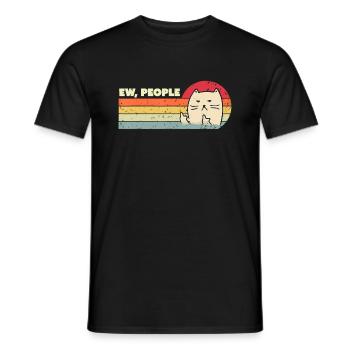 Retro Stil ew, Leute T-Shirt lustige Katze - Männer T-Shirt - Schwarz - Vorne - AI Model Male 178 light (178cm)