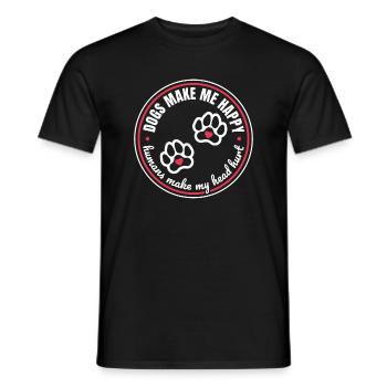 Les chiens me rendent heureux Les humains me font mal à la tête cadeau - T-shirt homme - noir - Devant - AI Model Male 178 light (178cm)