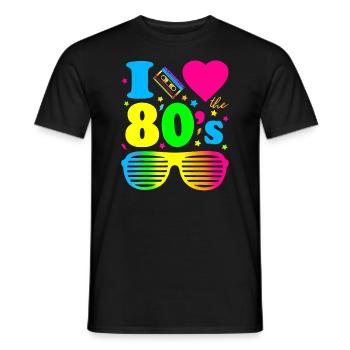 Ich liebe die 80er Jahre Kleidung für Frauen und Männer Party Spaß - Männer T-Shirt - Schwarz - Vorne - AI Model Male 178 light (178cm)