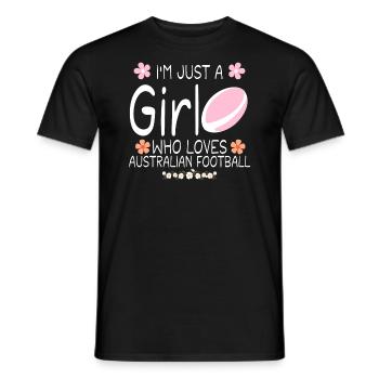 Ich bin nur ein Mädchen, das Australian Football liebt - Männer T-Shirt - Schwarz - Vorne - AI Model Male 178 light (178cm)