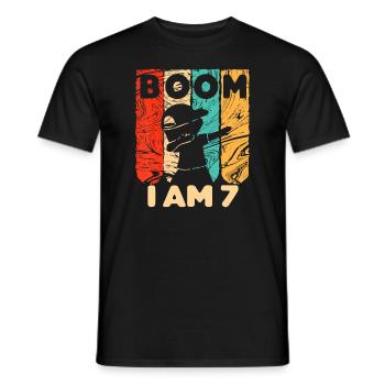 Boom I'm Seven Years Old 7th Birthday Party - Men's T-Shirt - black - Front - AI Model Male 178 light (178cm)