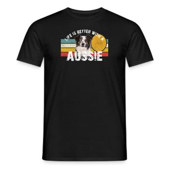 Australian Shepherd - Men's T-Shirt - black - Front - AI Model Male 178 light (178cm)