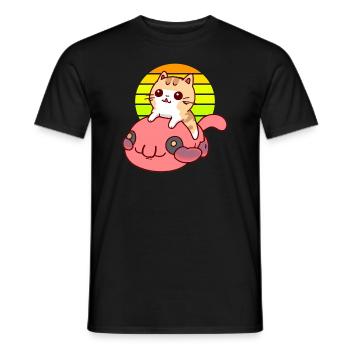 Katze reitet einen Blobfisch - Männer T-Shirt - Schwarz - Vorne - AI Model Male 178 light (178cm)