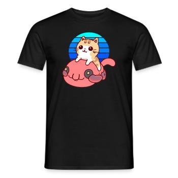 Katze reitet einen Blobfisch - Männer T-Shirt - Schwarz - Vorne - AI Model Male 178 light (178cm)