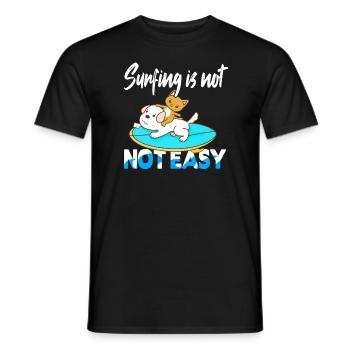 Surfing is not easy - Men's T-Shirt - black - Front - AI Model Male 178 light (178cm)
