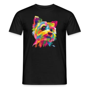 Coloré Pop Art Yorkshire Terrier Portrait Yorkie - T-shirt homme - noir - Devant - AI Model Male 178 light (178cm)