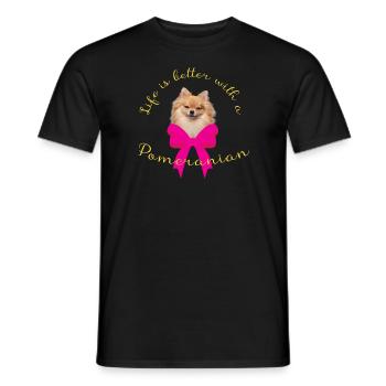 Poméranien - T-shirt homme - noir - Devant - AI Model Male 178 light (178cm)