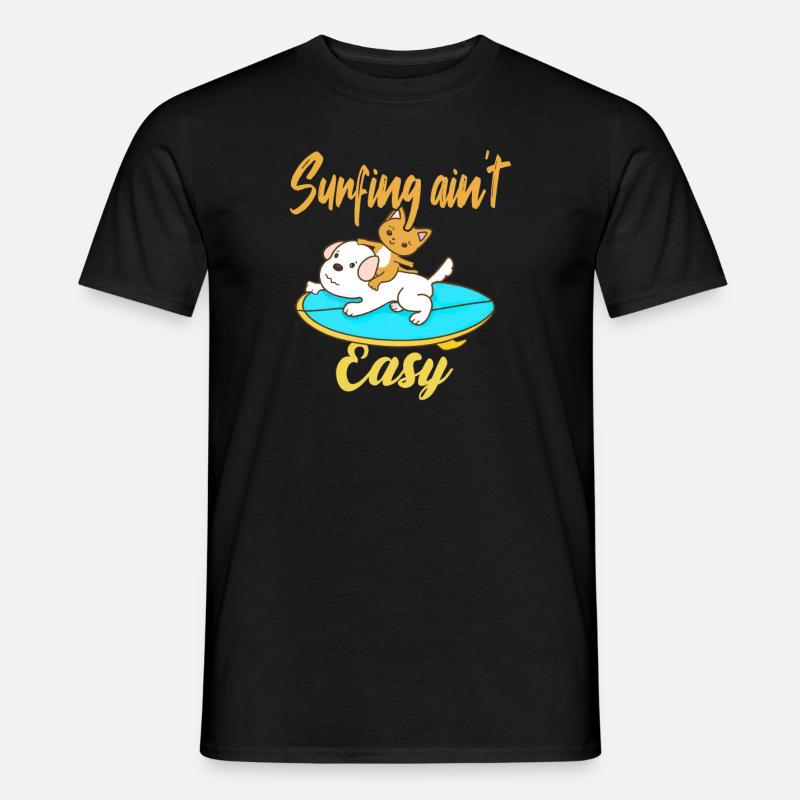 Surfing ain't Easy - Männer T-Shirt - Schwarz