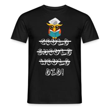 Owl Klug Graduation University Celebration Graduate completed - Men's T-Shirt - black - Front - AI Model Male 178 light (178cm)