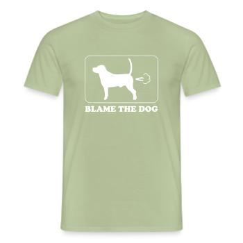 Blame the Dog - Funny Dog Fart - Dog Owner - Men's T-Shirt - sage - Front - AI Model Male 178 light (178cm)