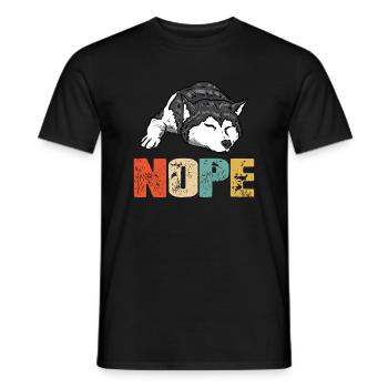 Vintage Nope Funny Siberian Husky Dog Lover - T-shirt homme - noir - Devant - AI Model Male 178 light (178cm)