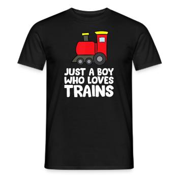 Nur ein Junge, der Züge liebt - Männer T-Shirt - Schwarz - Vorne - AI Model Male 178 light (178cm)