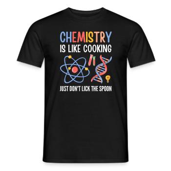 Funny Chemist Gifts Chemistry Is Like Cooking Scie - Men's T-Shirt - black - Front - AI Model Male 178 light (178cm)