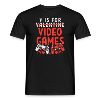 V ist für Videospiele Lustiger Valentinstag Gamer Bo - Männer T-Shirt - Schwarz - Vorne - AI Model Male 178 light (178cm)