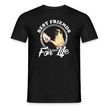 Pug Dog Lover Design "Best Friends For Life" Funny - Men's T-Shirt - black - Front - AI Model Male 178 light (178cm)
