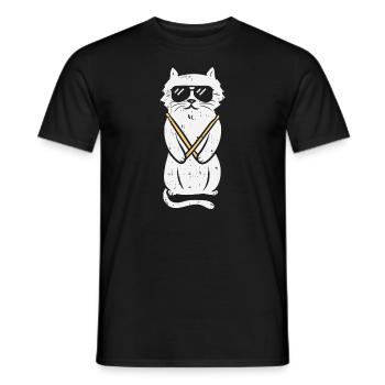 Cat Drumstick Rock Music Drumming Animal Pet Drumm - Men's T-Shirt - black - Front - AI Model Male 178 light (178cm)