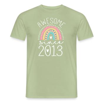 Awesome Since 2013 9th Birthday Rainbow Gifts Born - Men's T-Shirt - sage - Front - AI Model Male 178 light (178cm)